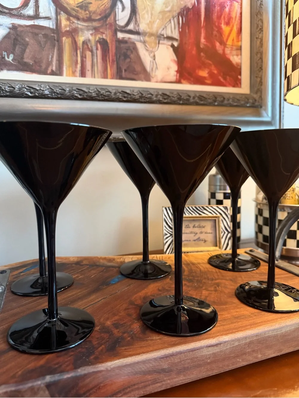 MCM Black Glass Amethyst Martini Coupes - Set of 4 (2 SOLD)